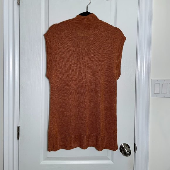 Free People Hannah Oversized Tunic Sweater Vest Knit Bronze V-Neck Size XS - Picture 6 of 9